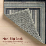 Ultra Soft Area Rug, Non Slip, Stain Resistant, Washable Area Rugs for Living Room, Bedroom, Chic Modern Border Aesthetic(Blue)