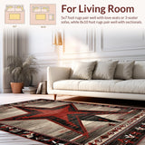 Ultra Soft Area Rug, Non Slip, Stain Resistant, Washable Area Rugs for Living Room, Bedroom, Vintage Rustic Starburst Aesthetic(Gray)