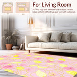 Ultra Soft Area Rug, Non Slip, Stain Resistant, Washable Area Rugs for Living Room, Bedroom, Contemporary Floral Artful Display(Pink)