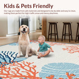 Ultra Soft Area Rug, Non Slip, Stain Resistant, Washable Area Rugs for Living Room, Bedroom, Coral Reef Inspired Artful Composition(Orange)