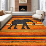 Ultra Soft Area Rug, Non Slip, Stain Resistant, Washable Area Rugs for Living Room, Bedroom, Artistic Ethnic Elephant Representation(Orange)