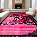 Ultra Soft Area Rug, Non Slip, Stain Resistant, Washable Area Rugs for Living Room, Bedroom, Vibrant Pink Animal Print Statement(Pink)