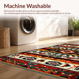 Ultra Soft Area Rug, Non Slip, Stain Resistant, Washable Area Rugs for Living Room, Bedroom, Southwest Tribal Living Room Rug in Warm Rust Tones(Red)