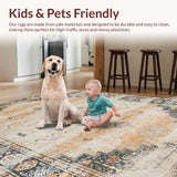 Ultra Soft Area Rug, Non Slip, Stain Resistant, Washable Area Rugs for Living Room, Bedroom, Elegant Neutral Floral Composition(Beige)