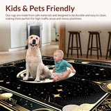 Ultra Soft Area Rug, Non Slip, Stain Resistant, Washable Area Rugs for Living Room, Bedroom, Intricate Lunar and Serpent Fusion(Gold)