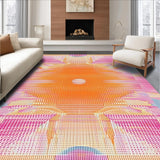 Ultra Soft Area Rug, Non Slip, Stain Resistant, Washable Area Rugs for Living Room, Bedroom, Chic Modern Circular Artistry(Orange)