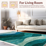 Ultra Soft Area Rug, Non Slip, Stain Resistant, Washable Area Rugs for Living Room, Bedroom, Chic Abstract Organic Flow(Blue)