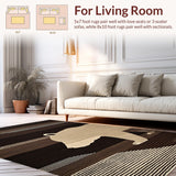 Ultra Soft Area Rug, Non Slip, Stain Resistant, Washable Area Rugs for Living Room, Bedroom, Trendy Muted Tone Shag Finish(Brown)