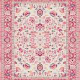 Ultra Soft Area Rug, Non Slip, Stain Resistant, Washable Area Rugs for Living Room, Bedroom, Stylish Blush Botanical Pattern(White)