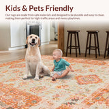 Ultra Soft Area Rug, Non Slip, Stain Resistant, Washable Area Rugs for Living Room, Bedroom, Contemporary Floral Overlay Pattern(Beige)