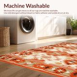 Ultra Soft Area Rug, Non Slip, Stain Resistant, Washable Area Rugs for Living Room, Bedroom, Elegant Neutral Toned Stripes(Orange)