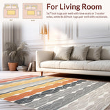 Ultra Soft Area Rug, Non Slip, Stain Resistant, Washable Area Rugs for Living Room, Bedroom, Contemporary Subtle Line Art(Yellow)