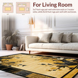 Ultra Soft Area Rug, Non Slip, Stain Resistant, Washable Area Rugs for Living Room, Bedroom, Luxurious Geometric Green Accents(Gold)