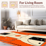 Ultra Soft Area Rug, Non Slip, Stain Resistant, Washable Area Rugs for Living Room, Bedroom, Dynamic Circular Sports Aesthetic(Orange)