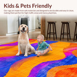 Ultra Soft Area Rug, Non Slip, Stain Resistant, Washable Area Rugs for Living Room, Bedroom, Contemporary Psychedelic Art Style(Orange)