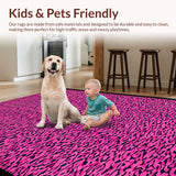 Ultra Soft Area Rug, Non Slip, Stain Resistant, Washable Area Rugs for Living Room, Bedroom, Feminine Blush Animal Print Aesthetic(Pink)