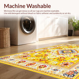 Ultra Soft Area Rug, Non Slip, Stain Resistant, Washable Area Rugs for Living Room, Bedroom, Whimsical Fringe-Trimmed Circle(Yellow)