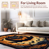 Ultra Soft Area Rug, Non Slip, Stain Resistant, Washable Area Rugs for Living Room, Bedroom, Rustic Black and White Theme(Orange)