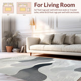 Ultra Soft Area Rug, Non Slip, Stain Resistant, Washable Area Rugs for Living Room, Bedroom, Dynamic Silver-Black Swirl Patterns(Gray)