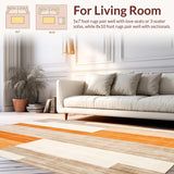 Contemporary Fall Area Beige & Orange Geometric(Beige)