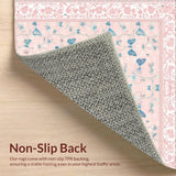 Ultra Soft Area Rug, Non Slip, Stain Resistant, Washable Area Rugs for Living Room, Bedroom, Serene Floral Scalloped Pattern(Pink)