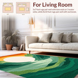 Ultra Soft Area Rug, Non Slip, Stain Resistant, Washable Area Rugs for Living Room, Bedroom, Stylish Cheerful Sunburst Arrangement(Orange)