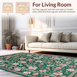 Ultra Soft Area Rug, Non Slip, Stain Resistant, Washable Area Rugs for Living Room, Bedroom, Bright Nature-Inspired Geometric Composition(Green)