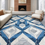 Ultra Soft Area Rug, Non Slip, Stain Resistant, Washable Area Rugs for Living Room, Bedroom, Clifton Collection Modern Geometric Floor Grey Blue(Blue)