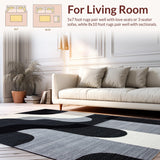 Ultra Soft Area Rug, Non Slip, Stain Resistant, Washable Area Rugs for Living Room, Bedroom, Elegant Minimalist Geometric Print(Black)