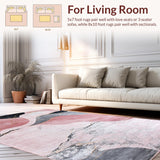 Ultra Soft Area Rug, Non Slip, Stain Resistant, Washable Area Rugs for Living Room, Bedroom, Stylish Irregular Pattern in Soft Tones(Pink)