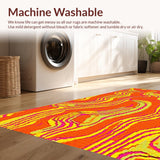 Ultra Soft Area Rug, Non Slip, Stain Resistant, Washable Area Rugs for Living Room, Bedroom, Vibrant Retro Wavy Aesthetic(Orange)