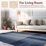 Ultra Soft Area Rug, Non Slip, Stain Resistant, Washable Area Rugs for Living Room, Bedroom, Sophisticated Navy Blue Tiling(Blue)