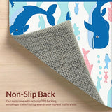 Ultra Soft Area Rug, Non Slip, Stain Resistant, Washable Area Rugs for Living Room, Bedroom, Adorable Sea Animal Decor Theme(Blue)