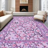 Ultra Soft Area Rug, Non Slip, Stain Resistant, Washable Area Rugs for Living Room, Bedroom, Elegant Vintage Blossom Design(Purple)