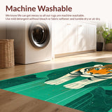 Ultra Soft Area Rug, Non Slip, Stain Resistant, Washable Area Rugs for Living Room, Bedroom, Vibrant Emerald Animal Print(Orange)