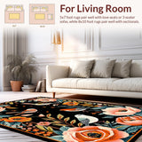 Ultra Soft Area Rug, Non Slip, Stain Resistant, Washable Area Rugs for Living Room, Bedroom, Artistic Vivid Animal Print(Black)