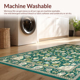 Ultra Soft Area Rug, Non Slip, Stain Resistant, Washable Area Rugs for Living Room, Bedroom, Stunning Rich Botanical Accents(Green)