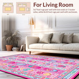 Ultra Soft Area Rug, Non Slip, Stain Resistant, Washable Area Rugs for Living Room, Bedroom, Bright Cheerful Decorative Aesthetic(Pink)