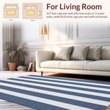 Ultra Soft Area Rug, Non Slip, Stain Resistant, Washable Area Rugs for Living Room, Bedroom, Contemporary Blue Tidal Pattern(Blue)