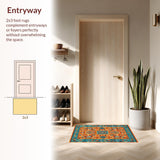 Ultra Soft Area Rug, Non Slip, Stain Resistant, Washable Area Rugs for Living Room, Bedroom, Eclectic Vintage Geometric Textures(Orange)