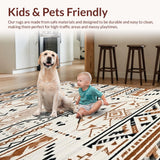 Ultra Soft Area Rug, Non Slip, Stain Resistant, Washable Area Rugs for Living Room, Bedroom, Contemporary Textured Geometric Theme(Brown)