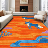 Ultra Soft Area Rug, Non Slip, Stain Resistant, Washable Area Rugs for Living Room, Bedroom, Cartoon Animal Whimsy Pattern(Orange)