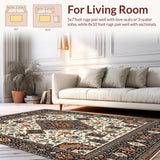 Ultra Soft Area Rug, Non Slip, Stain Resistant, Washable Area Rugs for Living Room, Bedroom, Intricate Boho Area With Deep Brown And Copper Geometric Design(Beige)