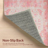 Ultra Soft Area Rug, Non Slip, Stain Resistant, Washable Area Rugs for Living Room, Bedroom, Rustic Subtle Tiled Aesthetic(Pink)