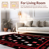 Ultra Soft Area Rug, Non Slip, Stain Resistant, Washable Area Rugs for Living Room, Bedroom, Bold Contemporary Dice Composition(Red)