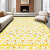 Ultra Soft Area Rug, Non Slip, Stain Resistant, Washable Area Rugs for Living Room, Bedroom, Artistic Daisy Design with Luxurious Touch(Beige)