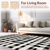 Ultra Soft Area Rug, Non Slip, Stain Resistant, Washable Area Rugs for Living Room, Bedroom, Modern Stripe Rug(Black)