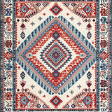Ultra Soft Area Rug, Non Slip, Stain Resistant, Washable Area Rugs for Living Room, Bedroom, Elegant Rustic Ogee Pattern(White)