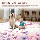 Ultra Soft Area Rug, Non Slip, Stain Resistant, Washable Area Rugs for Living Room, Bedroom, Whimsical Nature-Inspired Decor(Purple)