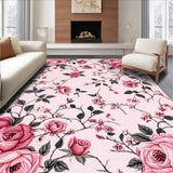 Ultra Soft Area Rug, Non Slip, Stain Resistant, Washable Area Rugs for Living Room, Bedroom, Playful Flower Petal Arrangement(Pink)